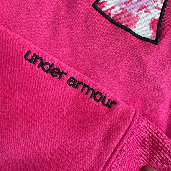 Under Armour Hoodie Womens Pink XS ColdGear Fleece Big Logo Semi-Fitted 1221640 - Picture 5 of 13